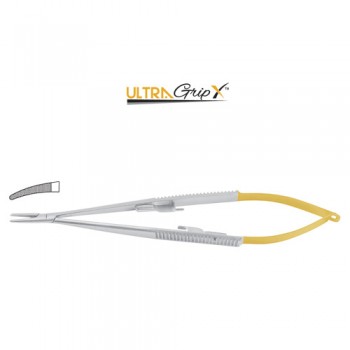 UltraGripX™ TC Micro Needle Holder Curved - With Lock Stainless Steel, 18 cm - 7"